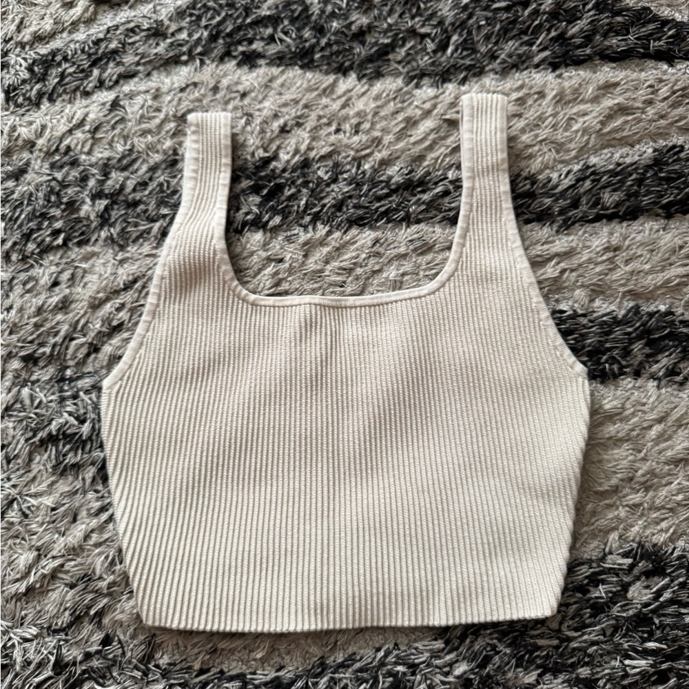 Babaton Cream Ribbed Tank Top